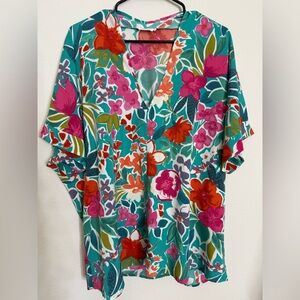 SHOP THE MINT Tropical Floral Short Sleeve loose fit blouse